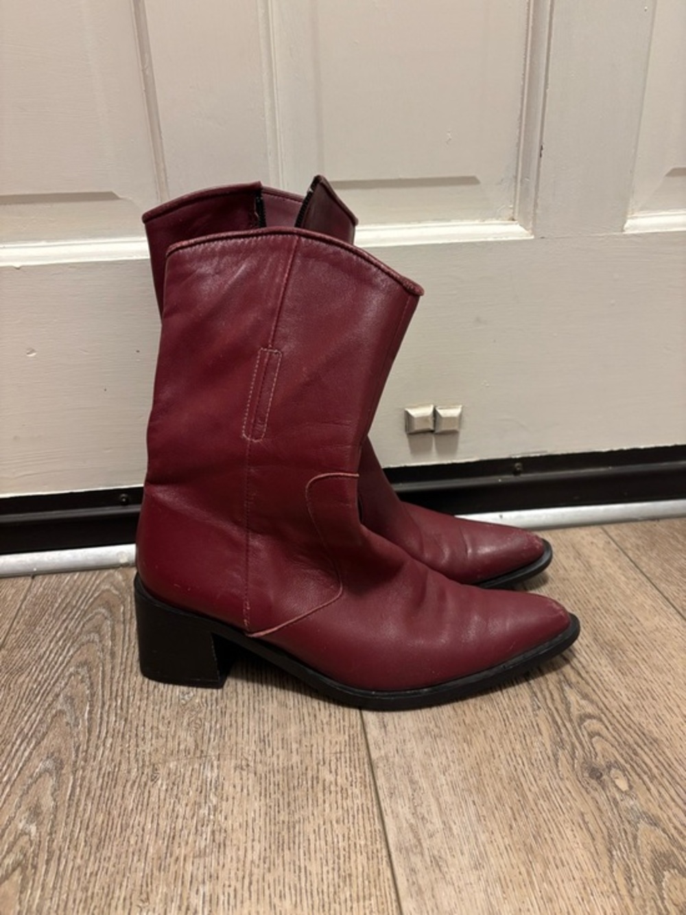 Vintage Vera Gomma  Burgundy Mid-Calf Leather Boots size 37